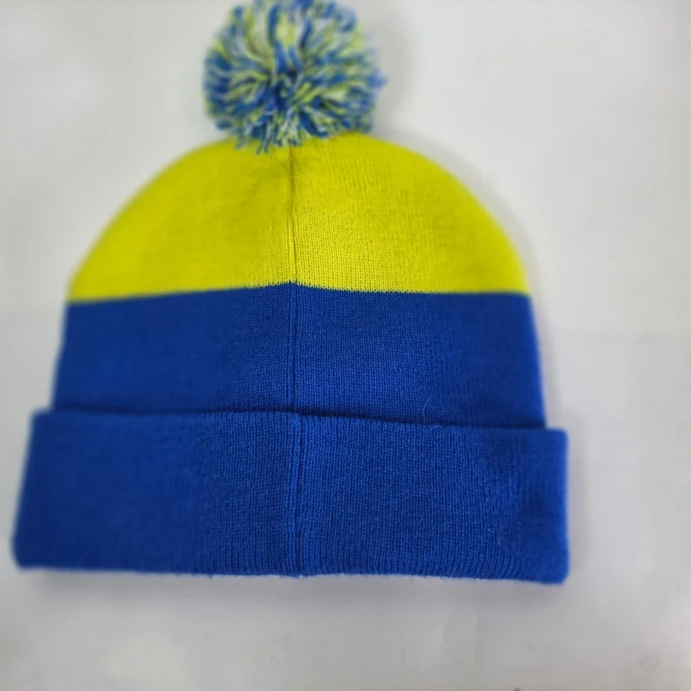 Converse Chuck Taylor All Star Youth Pom Beanie Hat Blue Yellow Knit 5283-U3H